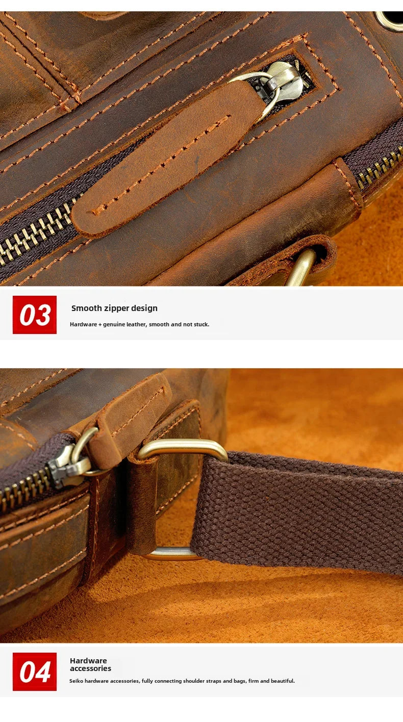 New Casual Men's Cow Leather Shoulder Bag Large Capacity Male Crossbody Bag For Men