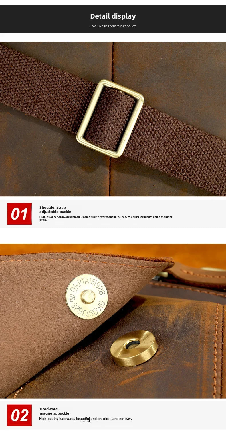 New Casual Men's Cow Leather Shoulder Bag Large Capacity Male Crossbody Bag For Men