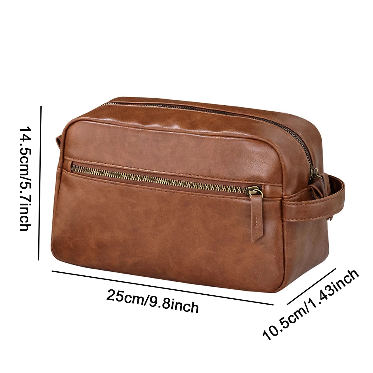 Men Vintage Luxury PU Leather Portable Toiletry Bag Travel Necessary Business Cases Male Hanging Double Layered Wash Bag
