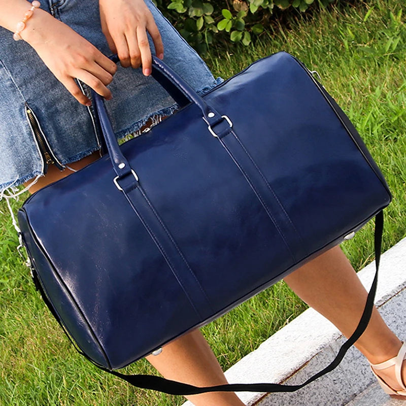 Leather Travel Bag Large Duffle Independent Big Fitness Bags Handbag Bag Luggage Shoulder Bag Black Men Fashion Zipper Pu