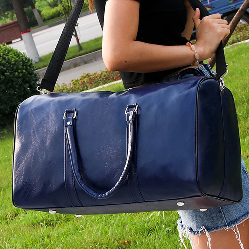 Leather Travel Bag Large Duffle Independent Big Fitness Bags Handbag Bag Luggage Shoulder Bag Black Men Fashion Zipper Pu