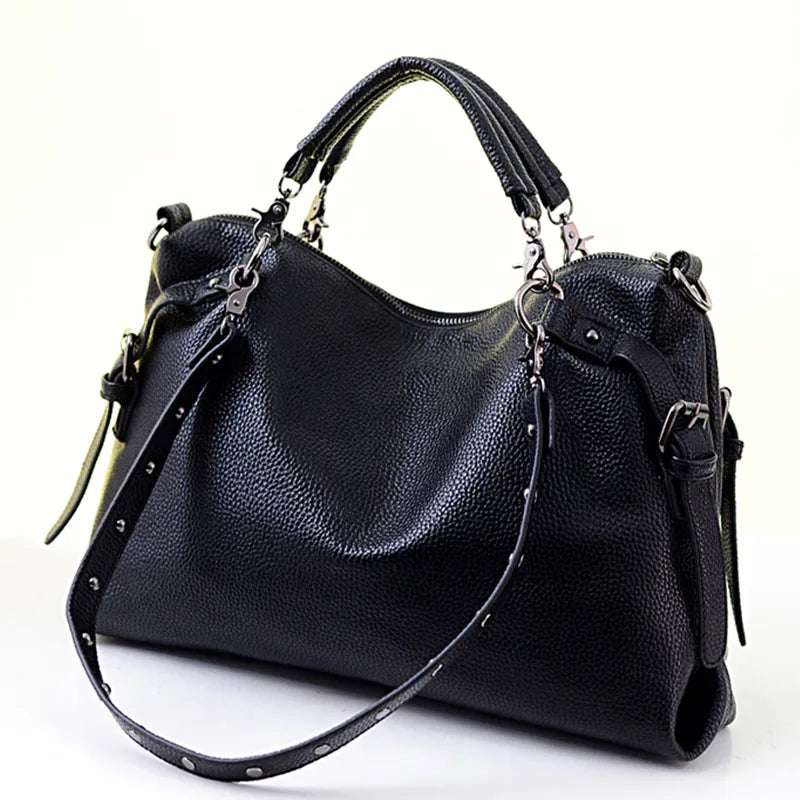 Customizable Rivet Women's PU Leather Handbag New Fashion Cowhide Women Messenger Bags One Shoulder Handbag Big Bags