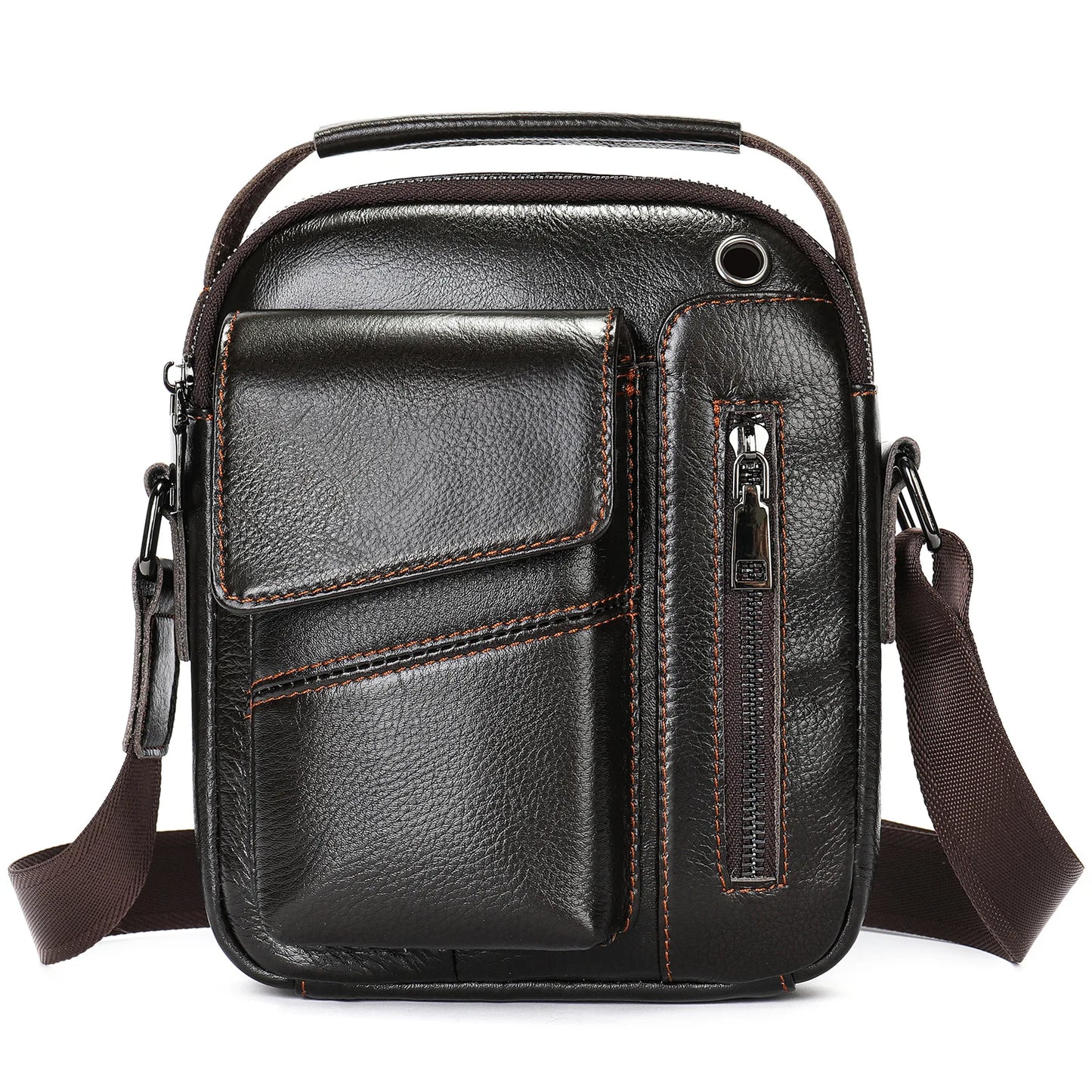 New Casual Men's Cow Leather Shoulder Bag Large Capacity Male Crossbody Bag For Men