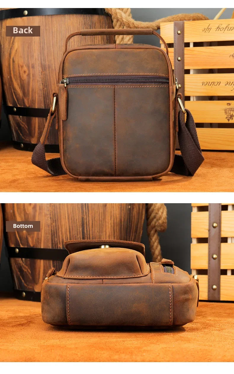 New Casual Men's Cow Leather Shoulder Bag Large Capacity Male Crossbody Bag For Men