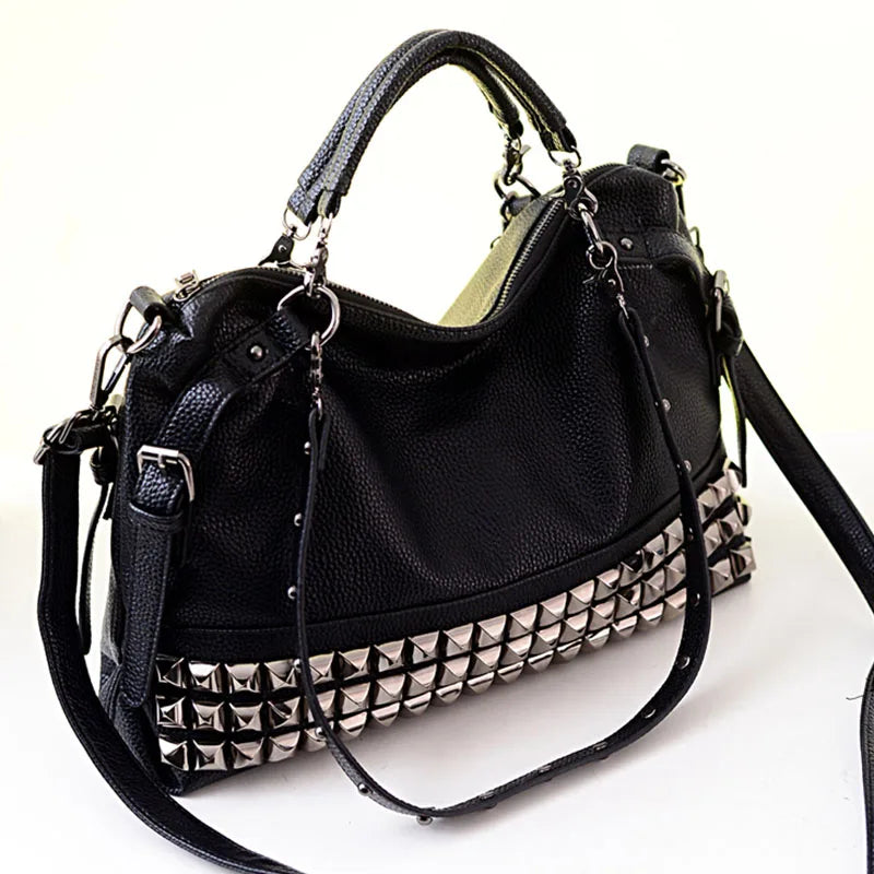 Customizable Rivet Women's PU Leather Handbag New Fashion Cowhide Women Messenger Bags One Shoulder Handbag Big Bags