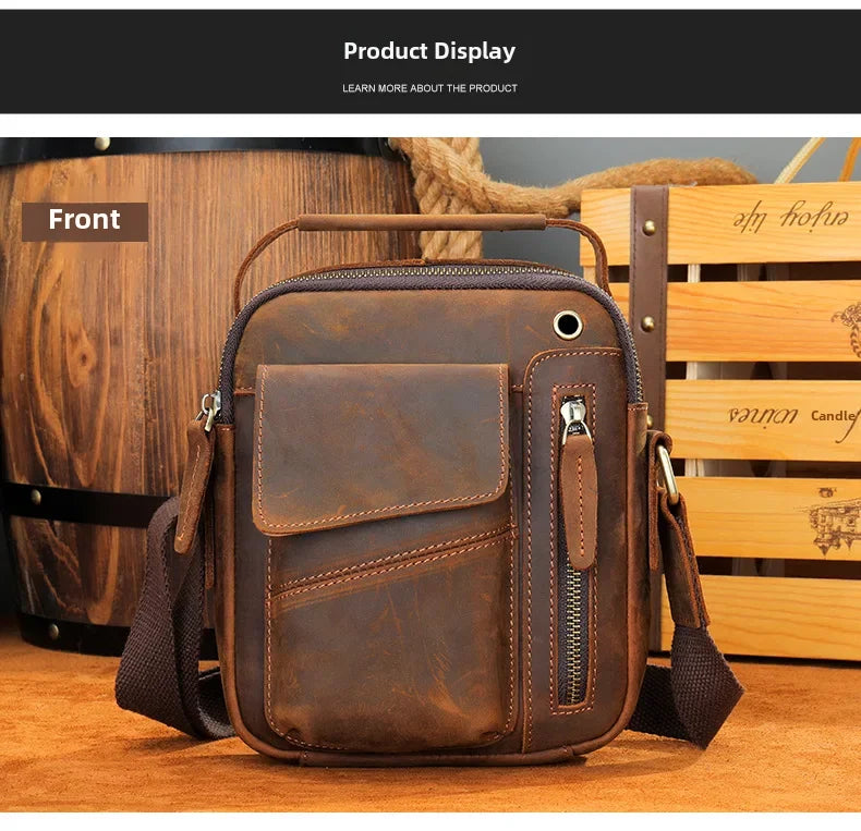 New Casual Men's Cow Leather Shoulder Bag Large Capacity Male Crossbody Bag For Men