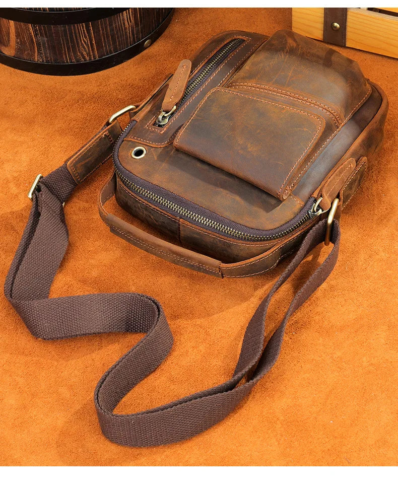 New Casual Men's Cow Leather Shoulder Bag Large Capacity Male Crossbody Bag For Men