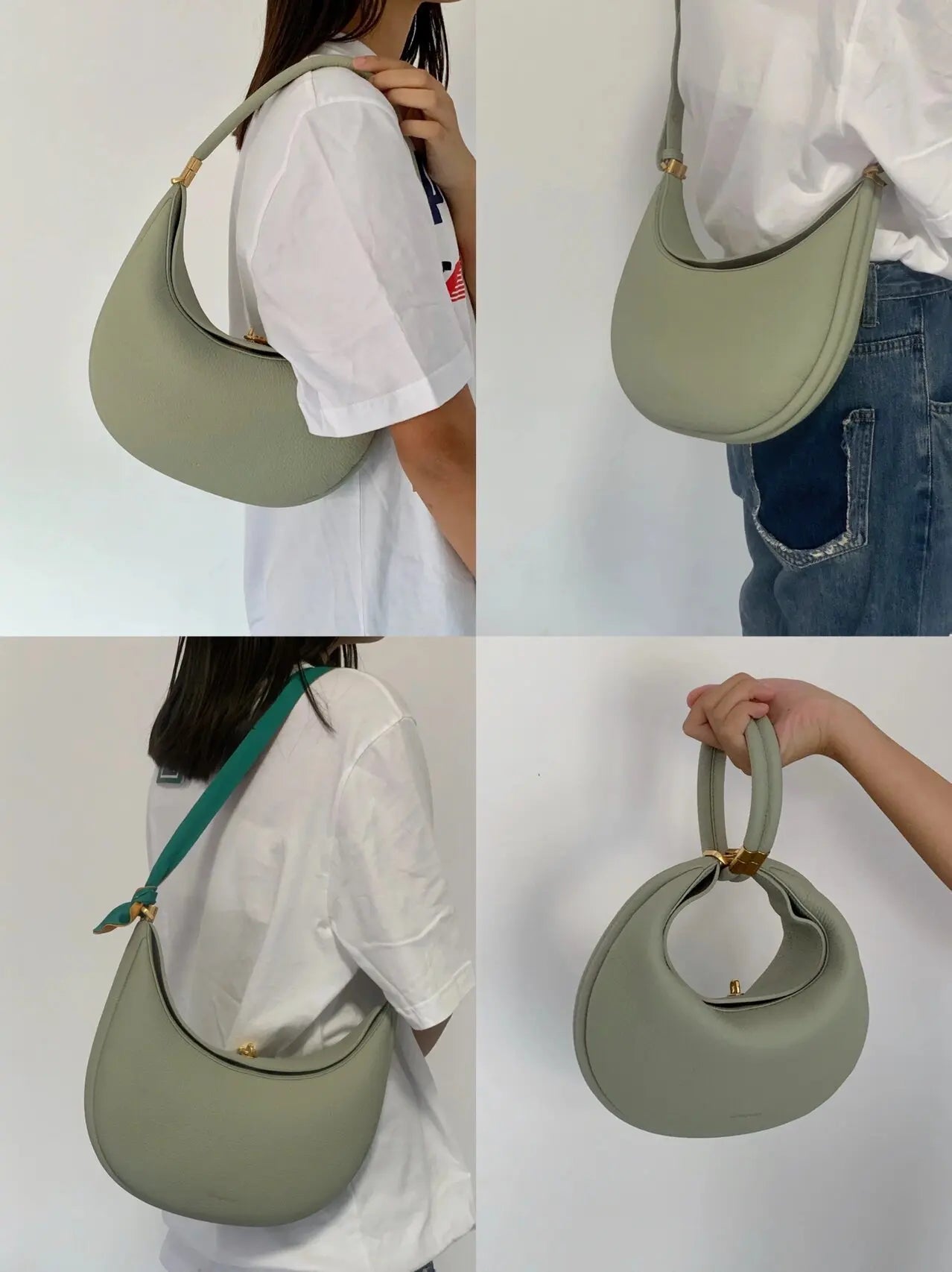 Luna 4-in-1 Travel Tote Original Women Leather Handbag Chic Elegant Half Moon Shoulder Bag Exquisite Cross Bag Mini Clutch