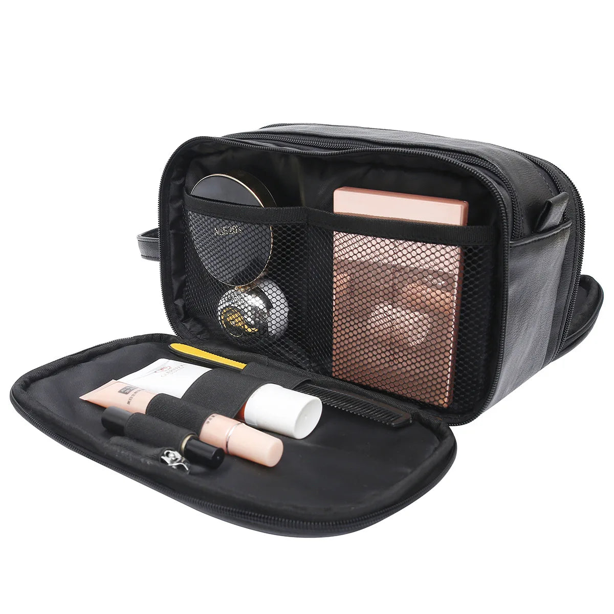 Toiletry Bag for Men, Large Travel Shaving Dopp Kit Water-resistant Bathroom Toiletries Organizer PU Leather Cosmetic Bags